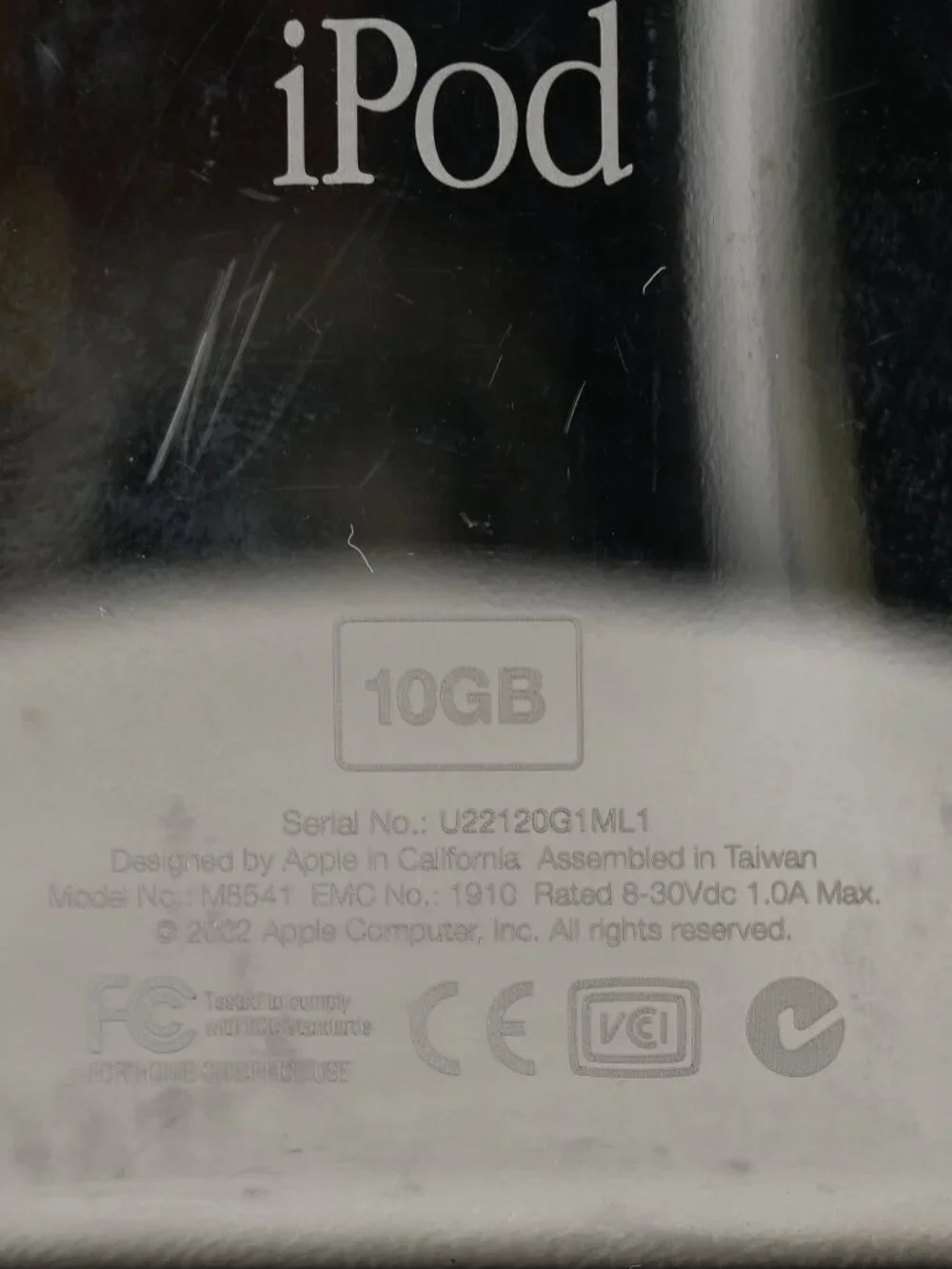 Apple iPod 1st Generation 10GB White Original Scroll Wheel M8541 - Tested Works